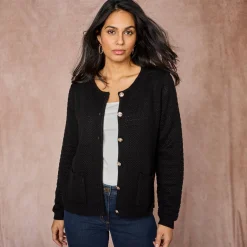 Trui En Vest<Blancheporte Cardigan met knoopsluiting en zakken, fantasietricot zwart