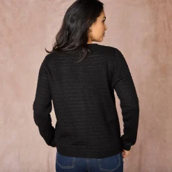 Trui En Vest<Blancheporte Cardigan met knoopsluiting en zakken, fantasietricot zwart