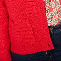 Trui En Vest<Blancheporte Cardigan met knoopsluiting en zakken, fantasietricot rood