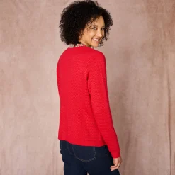 Trui En Vest<Blancheporte Cardigan met knoopsluiting en zakken, fantasietricot rood