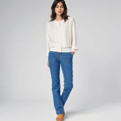 Trui En Vest<Blancheporte Cardigan met knoopsluiting, ajourtricot ecru
