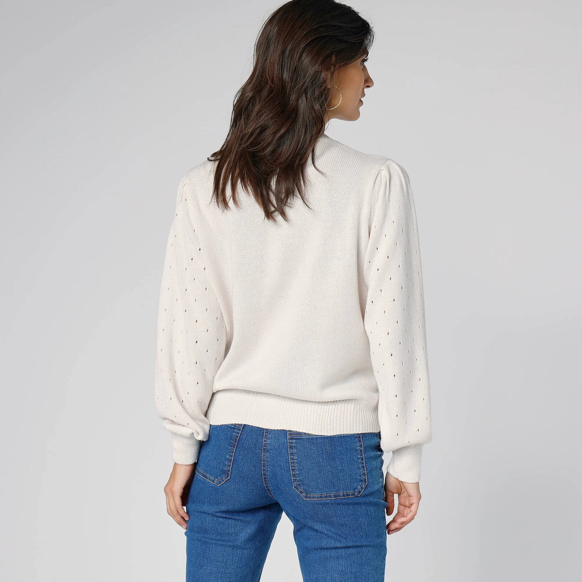 Trui En Vest<Blancheporte Cardigan met knoopsluiting, ajourtricot ecru