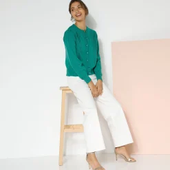 Trui En Vest<Blancheporte Cardigan met knoopsluiting, ajourtricot groen