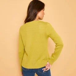 Trui En Vest<Blancheporte Cardigan met knoopsluiting, katoenmengeling anijs