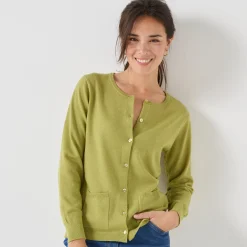 Trui En Vest<Blancheporte Cardigan met knoopsluiting, lamswol mosgroen