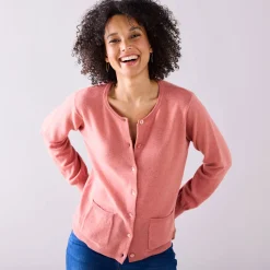 Trui En Vest<Blancheporte Cardigan met knoopsluiting, lamswol chiné roze