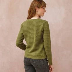Trui En Vest<Blancheporte Cardigan met knoopsluiting en zakken, fantasietricot olijfgroen