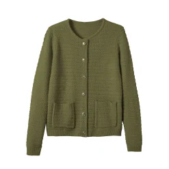 Trui En Vest<Blancheporte Cardigan met knoopsluiting en zakken, fantasietricot olijfgroen