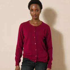 Trui En Vest<Blancheporte Cardigan met knoopsluiting, lamswol bordeaux