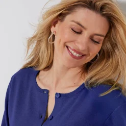 Trui En Vest<Blancheporte Cardigan met knoopsluiting, lamswol felblauw