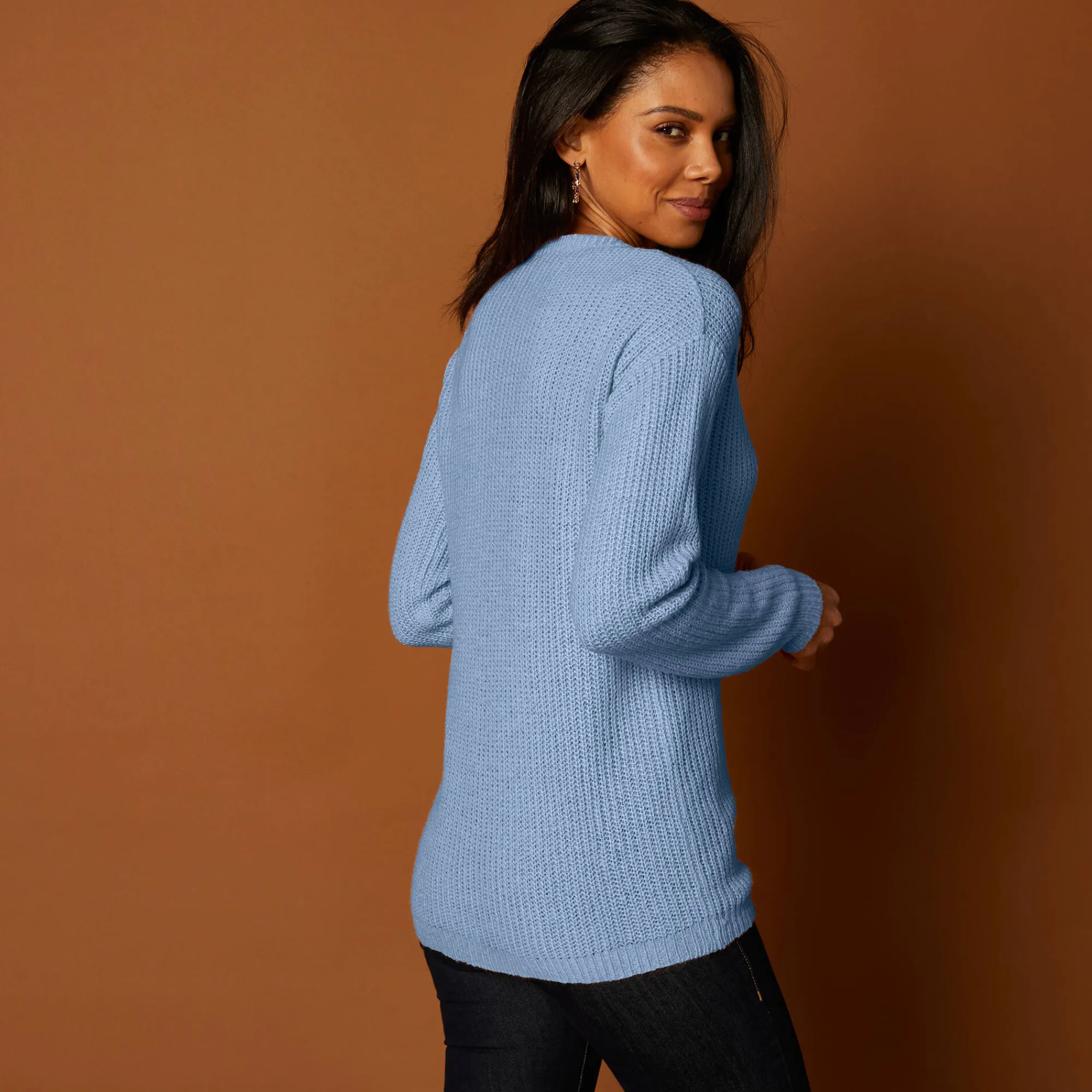 Trui En Vest<Blancheporte Cardigan met parelknopen en mohairtouch lavendelblauw