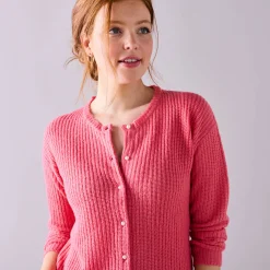 Trui En Vest<Blancheporte Cardigan met parelknopen en mohairtouch blushroze