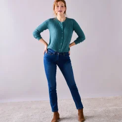 Trui En Vest<Blancheporte Cardigan met parelknopen en mohairtouch saliegroen