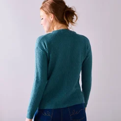 Trui En Vest<Blancheporte Cardigan met parelknopen en mohairtouch saliegroen