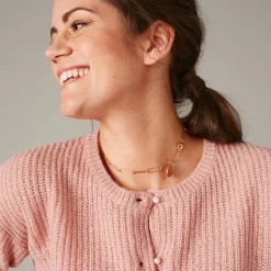 Trui En Vest<Blancheporte Cardigan met parelknopen en mohairtouch poederroze