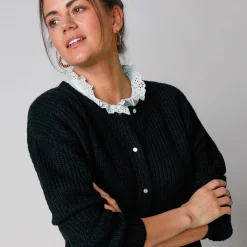 Trui En Vest<Blancheporte Cardigan met parelknopen en mohairtouch zwart