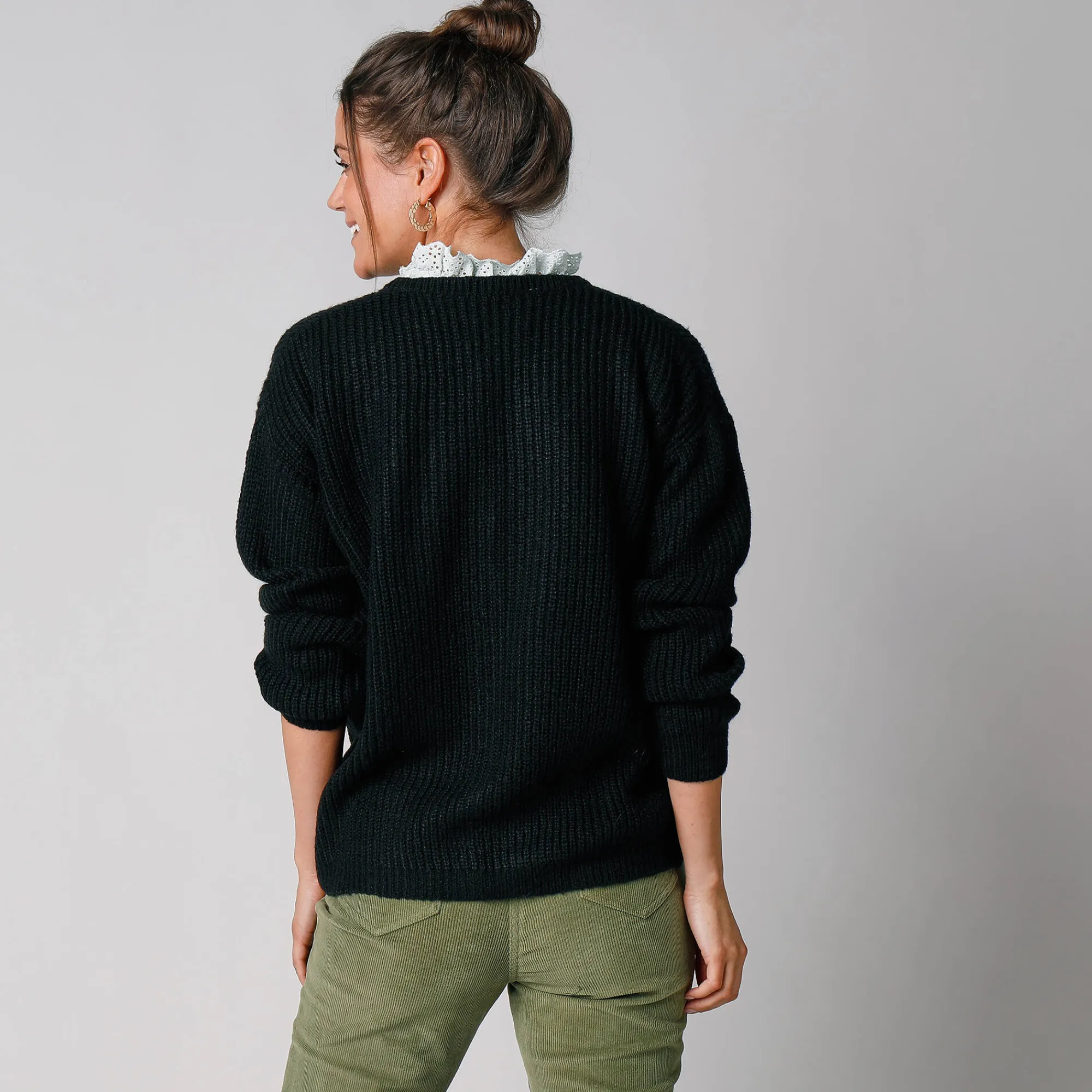 Trui En Vest<Blancheporte Cardigan met parelknopen en mohairtouch zwart