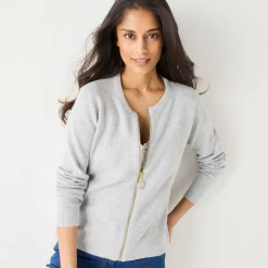 Trui En Vest<Blancheporte Cardigan met rits chiné grijs