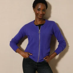 Trui En Vest<Blancheporte Cardigan met rits paars