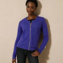 Trui En Vest<Blancheporte Cardigan met rits paars