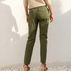 Broek<Blancheporte Cargobroek in chino model, hoge taille bronskleur