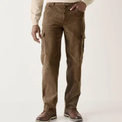 Broek<Blancheporte Cargobroek in fijngeribd velours, elastische tailleband opzij taupe