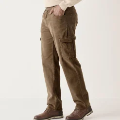 Broek<Blancheporte Cargobroek in fijngeribd velours, elastische tailleband opzij taupe