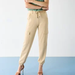 Broek<Blancheporte Cargobroek, milanotricot zandkleur