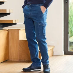 Jeans<Blancheporte Cargojeans met elastische tailleband opzij stone
