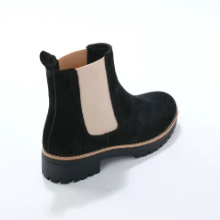 Bottines En Boots|Schoenen<Blancheporte Chelsea boots in splitleer, dikke, geribbelde zool zwart