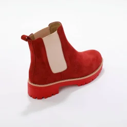 Feestelijke Schoenen|Bottines En Boots<Blancheporte Chelsea boots in splitleer, dikke, geribbelde zool bordeaux