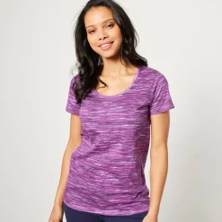 T-Shirt En Topje<Blancheporte Chiné T-shirt met korte mouwen in biokatoen chiné druivenrood