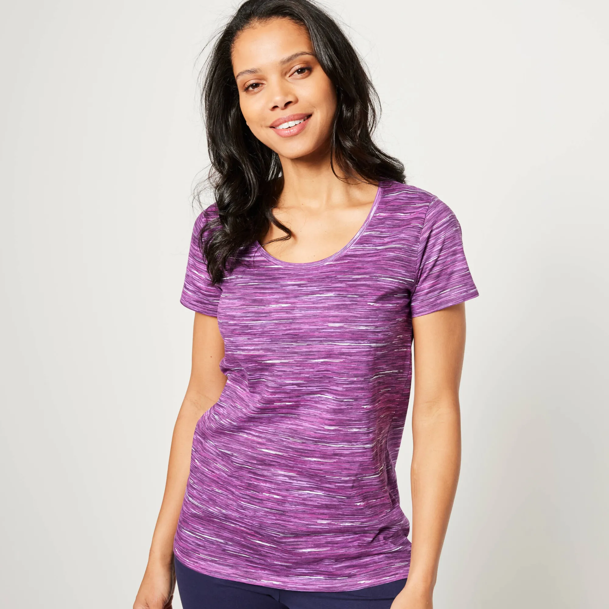 T-Shirt En Topje<Blancheporte Chiné T-shirt met korte mouwen in biokatoen chiné druivenrood