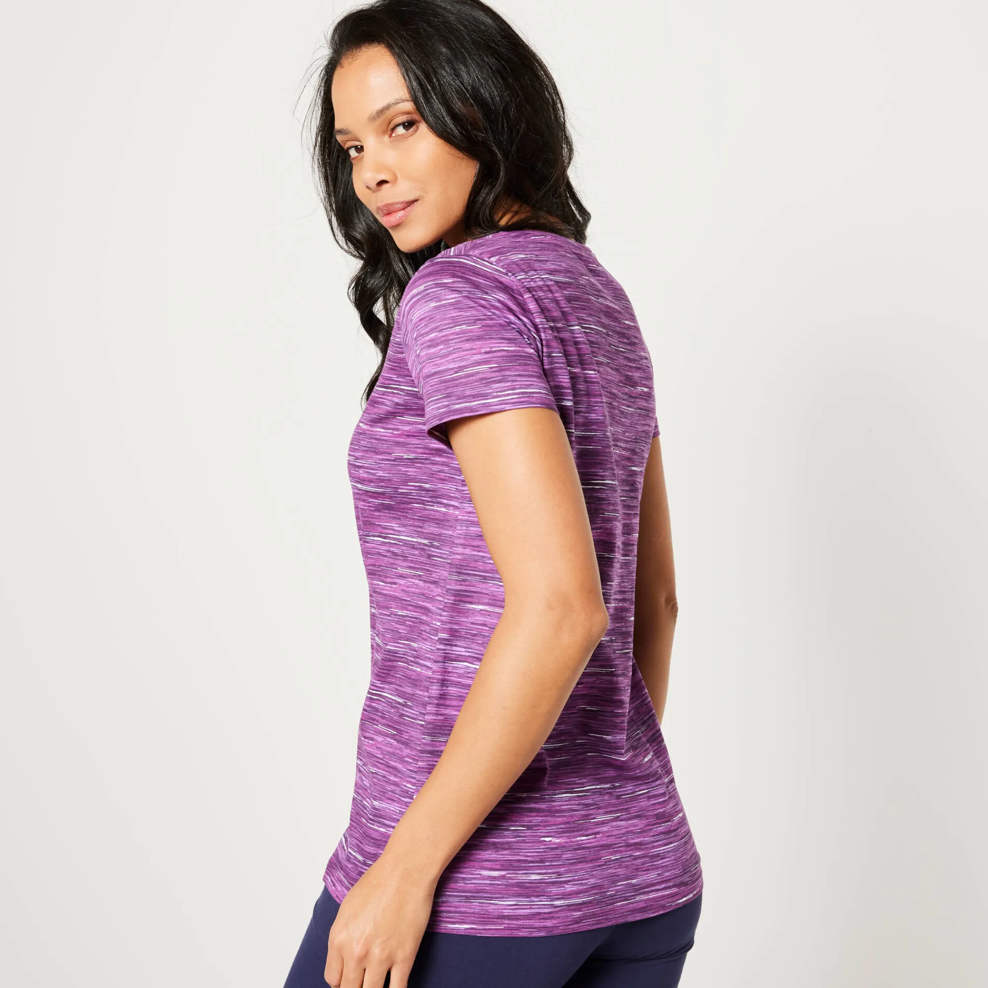 T-Shirt En Topje<Blancheporte Chiné T-shirt met korte mouwen in biokatoen chiné druivenrood