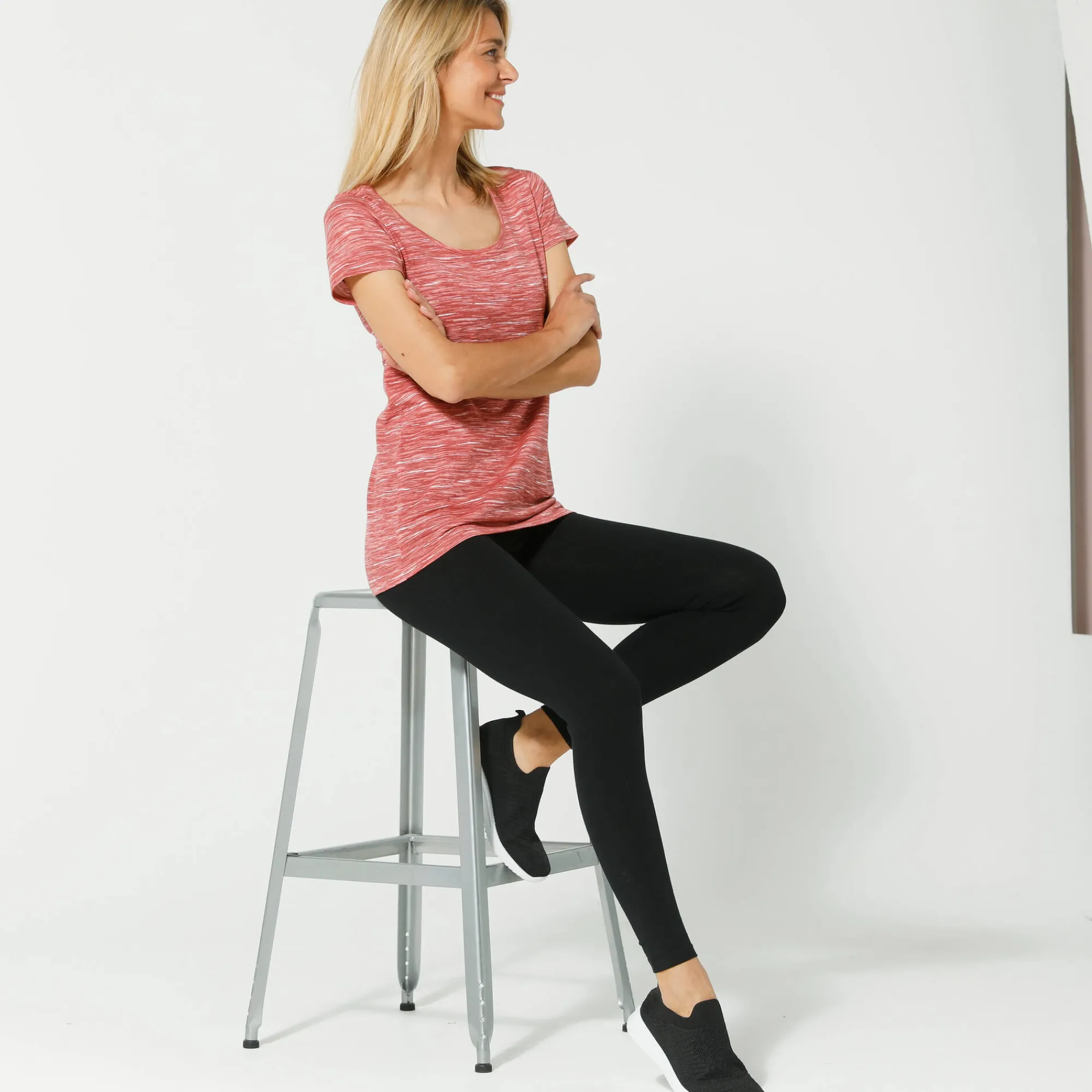 T-Shirt En Topje<Blancheporte Chiné T-shirt met korte mouwen in biokatoen chiné roze