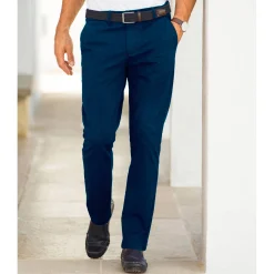 Broek<Blancheporte Chino broek, afgerond onder de buik marine