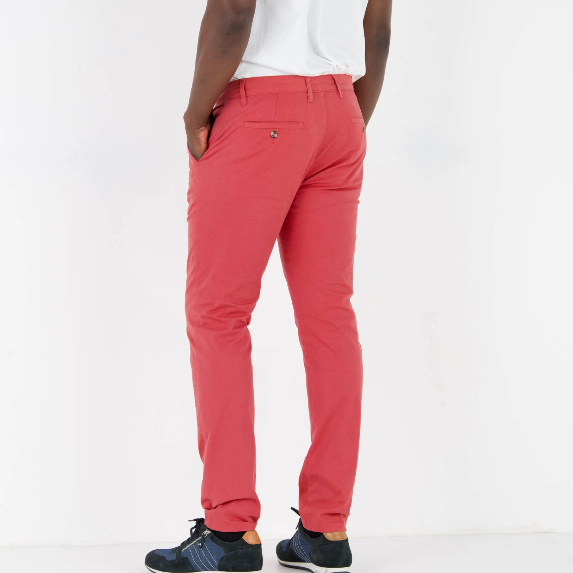Broek<Blancheporte Chino broek, afgerond onder de buik grijzig koraal