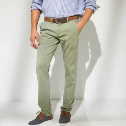 Broek<Blancheporte Chino broek, afgerond onder de buik lichtkaki