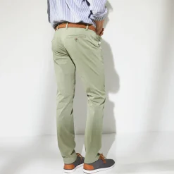 Broek<Blancheporte Chino broek, afgerond onder de buik lichtkaki