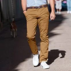 Broek<Blancheporte Chino broek, afgerond onder de buik karamel