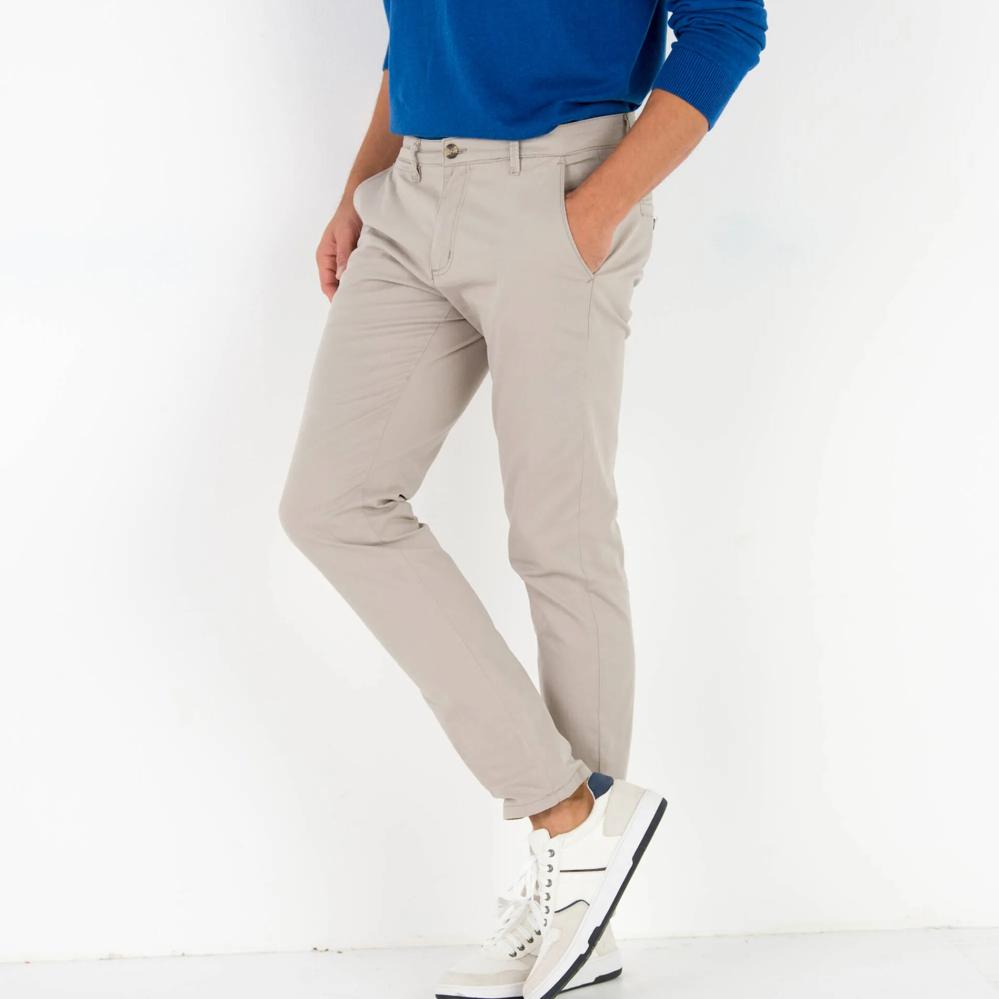 Broek<Blancheporte Chino broek in keperstof beige