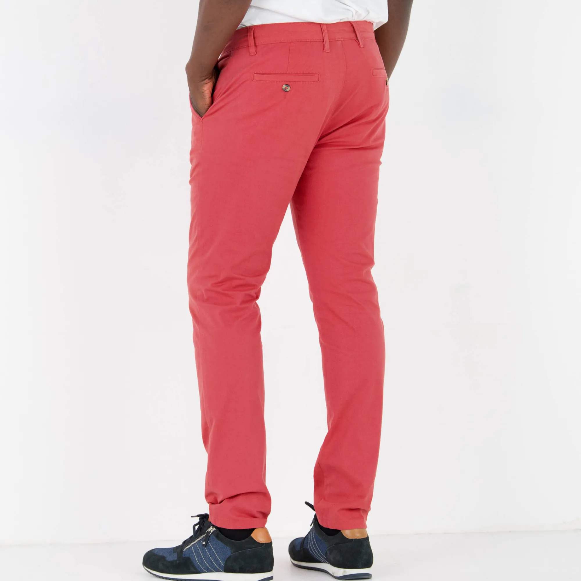 Broek<Blancheporte Chino broek in keperstof grijzig koraal