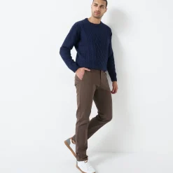 Broek<Blancheporte Chino broek met elastische tailleband opzij bruin