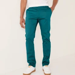 Broek<Blancheporte Chino broek met elastische tailleband opzij petroleumblauw