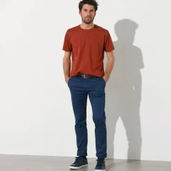 Broek<Blancheporte Chino broek met elastische tailleband opzij marine
