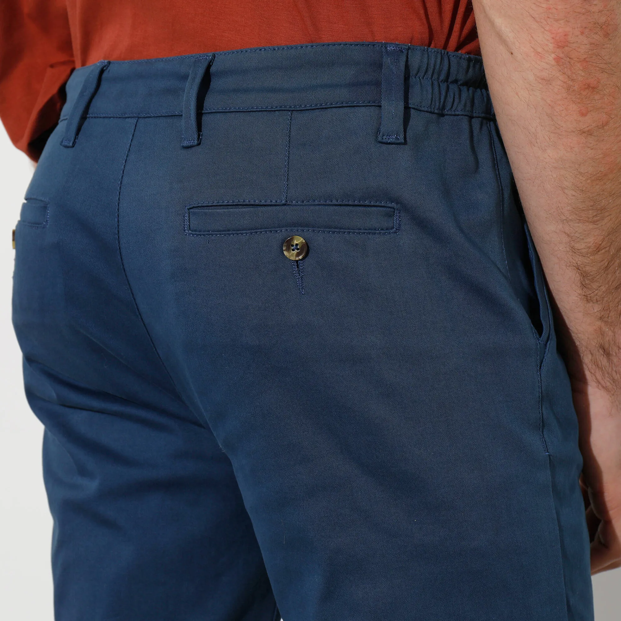 Broek<Blancheporte Chino broek met elastische tailleband opzij marine