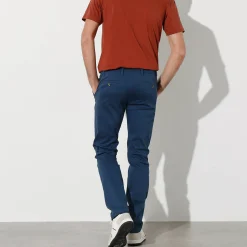 Broek<Blancheporte Chino broek met elastische tailleband opzij marine