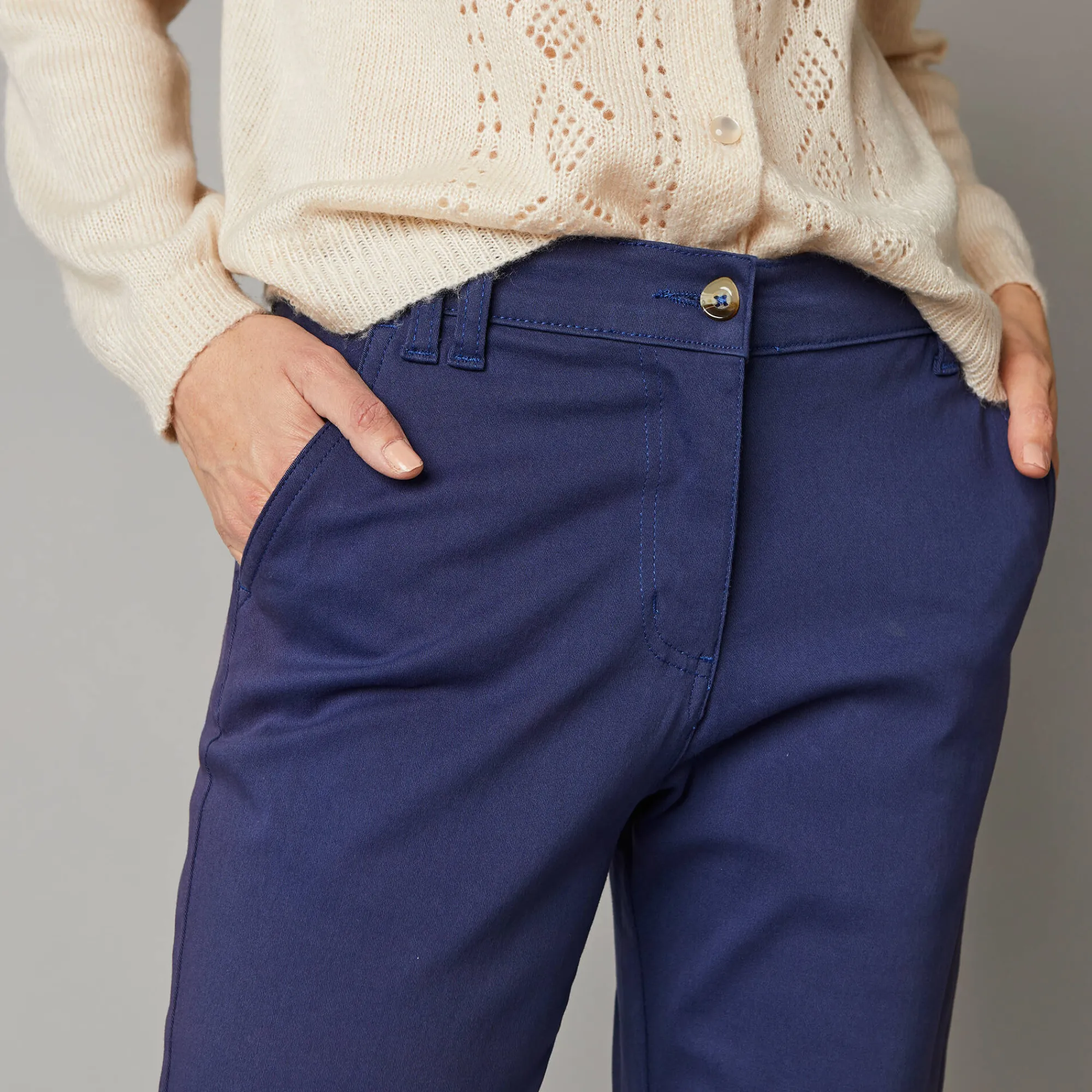 Broek<Blancheporte Chino stretchbroek marine