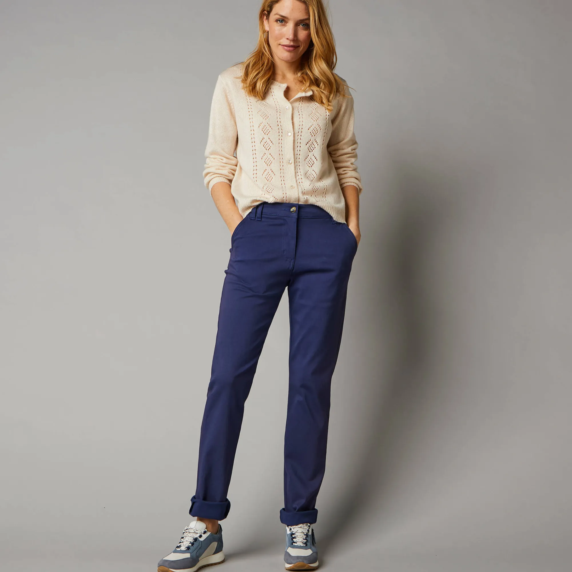 Broek<Blancheporte Chino stretchbroek marine