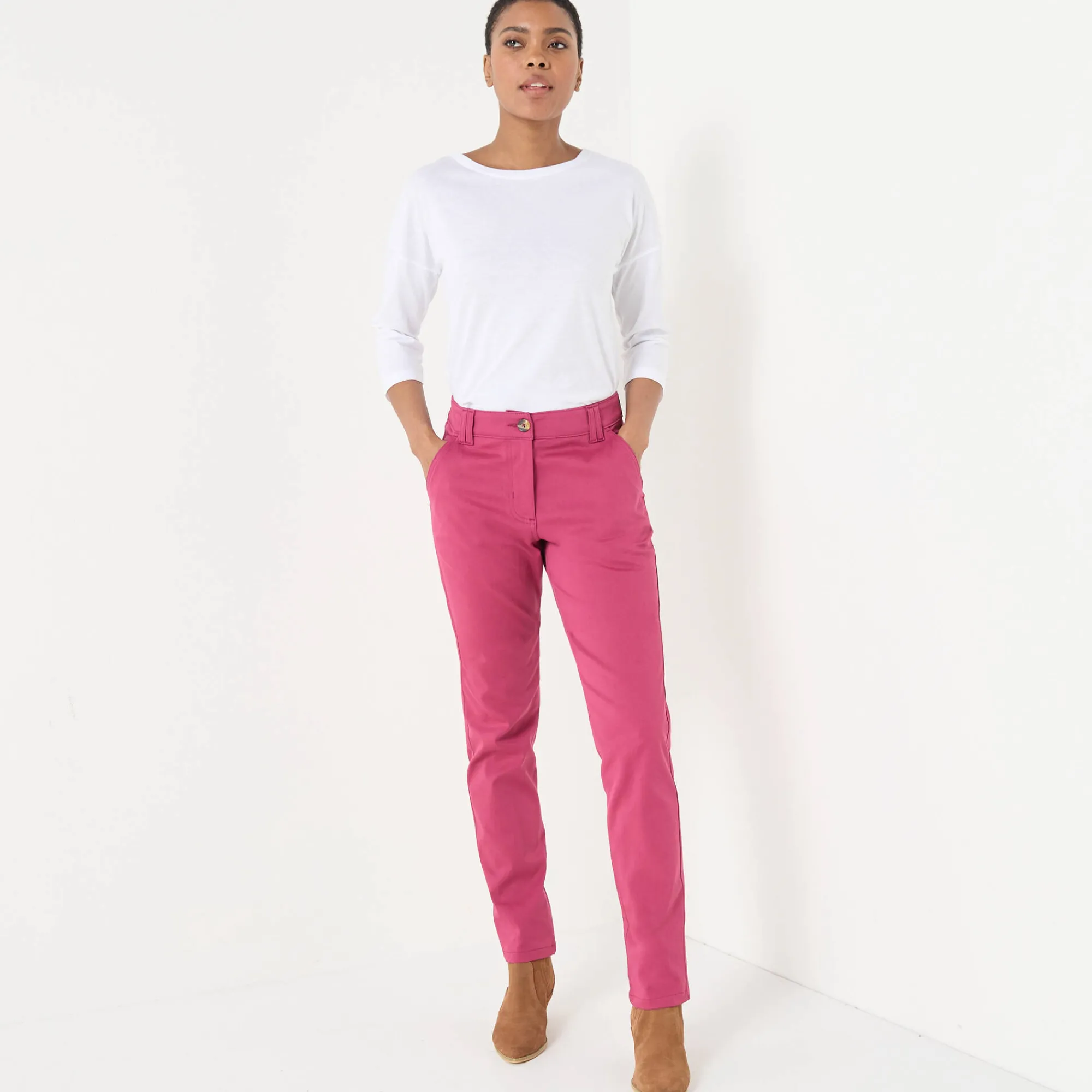 Broek<Blancheporte Chino stretchbroek pruim